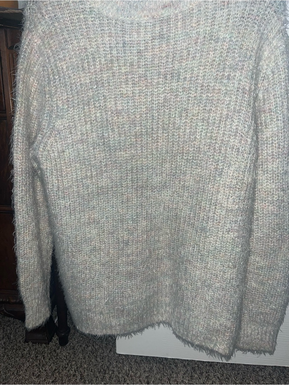 Westbound Light Heather Fuzzy Crewneck Sweater